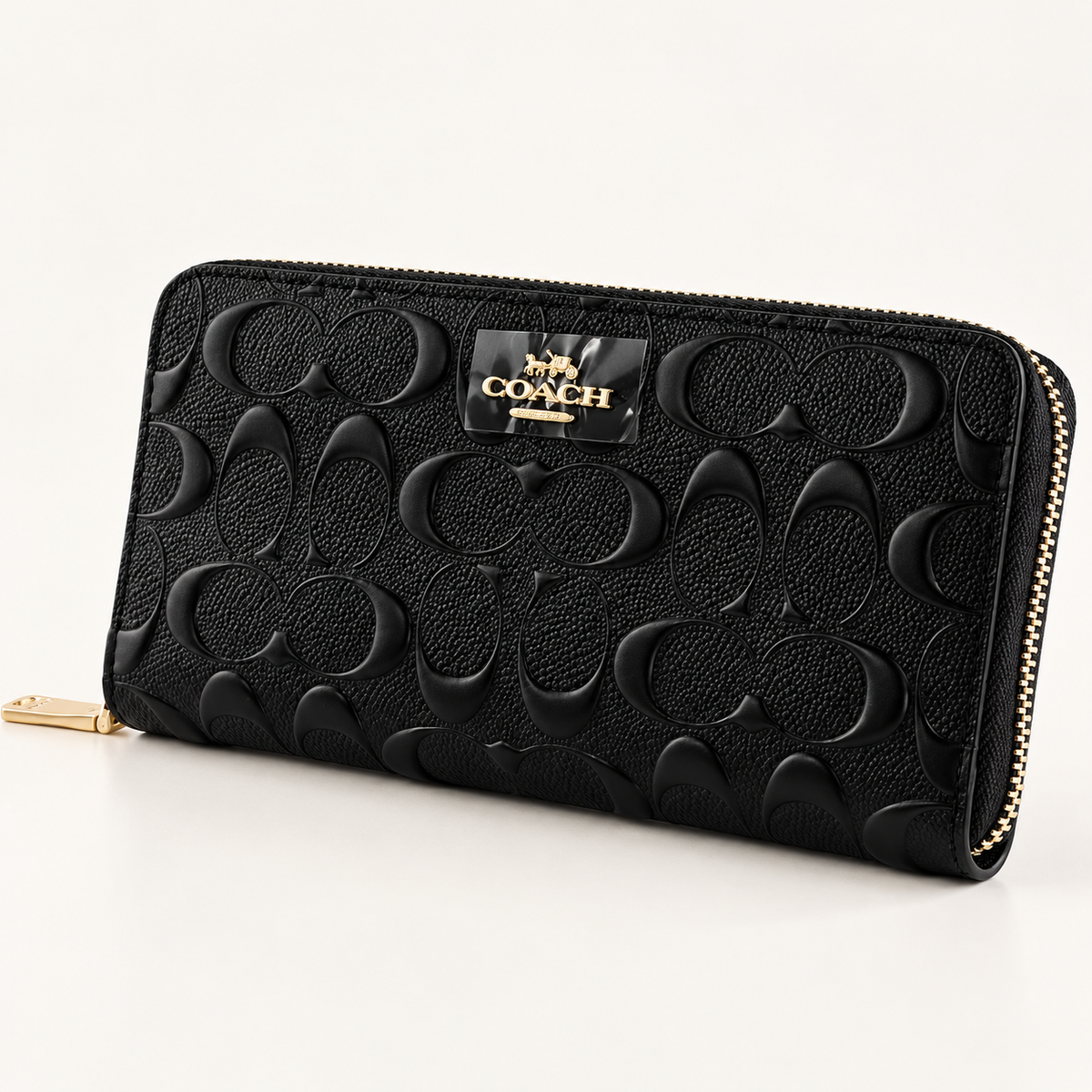Coach Signature Leather Long Zip-Around Wallet – Black, F53834
