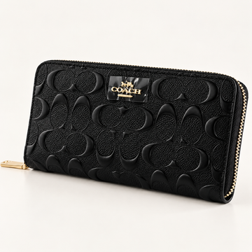 Coach Signature Leather Long Zip-Around Wallet – Black, F53834