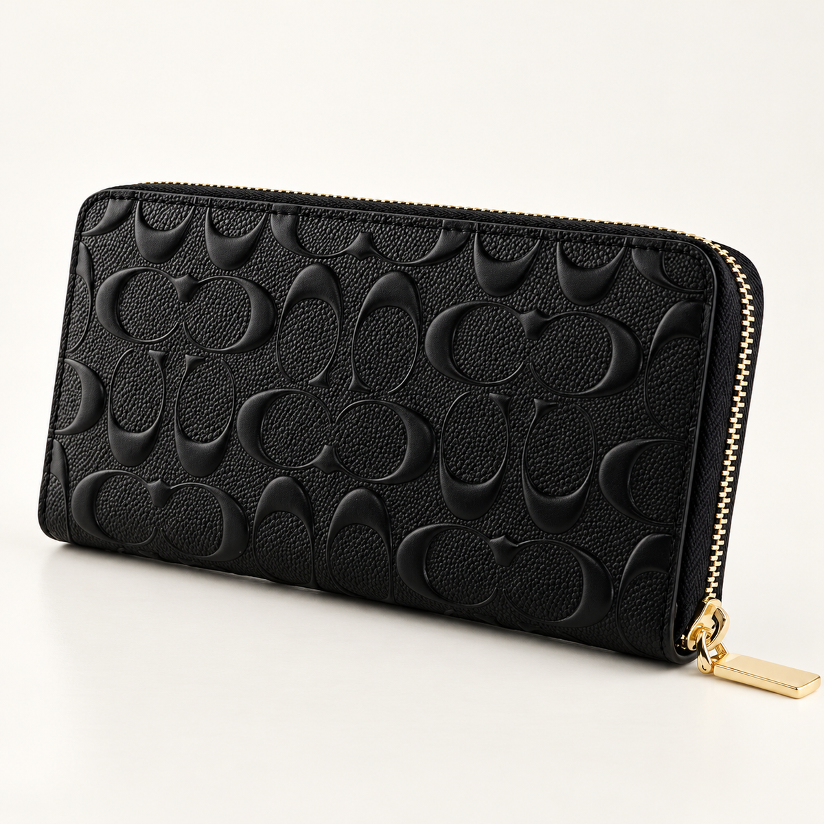 Coach Signature Leather Long Zip-Around Wallet – Black, F53834