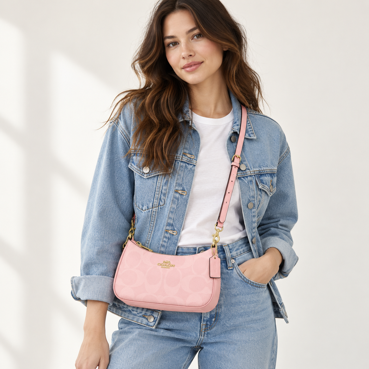 Coach Teri Shoulder Bag in Signature Canvas – Powder Pink, CAL51