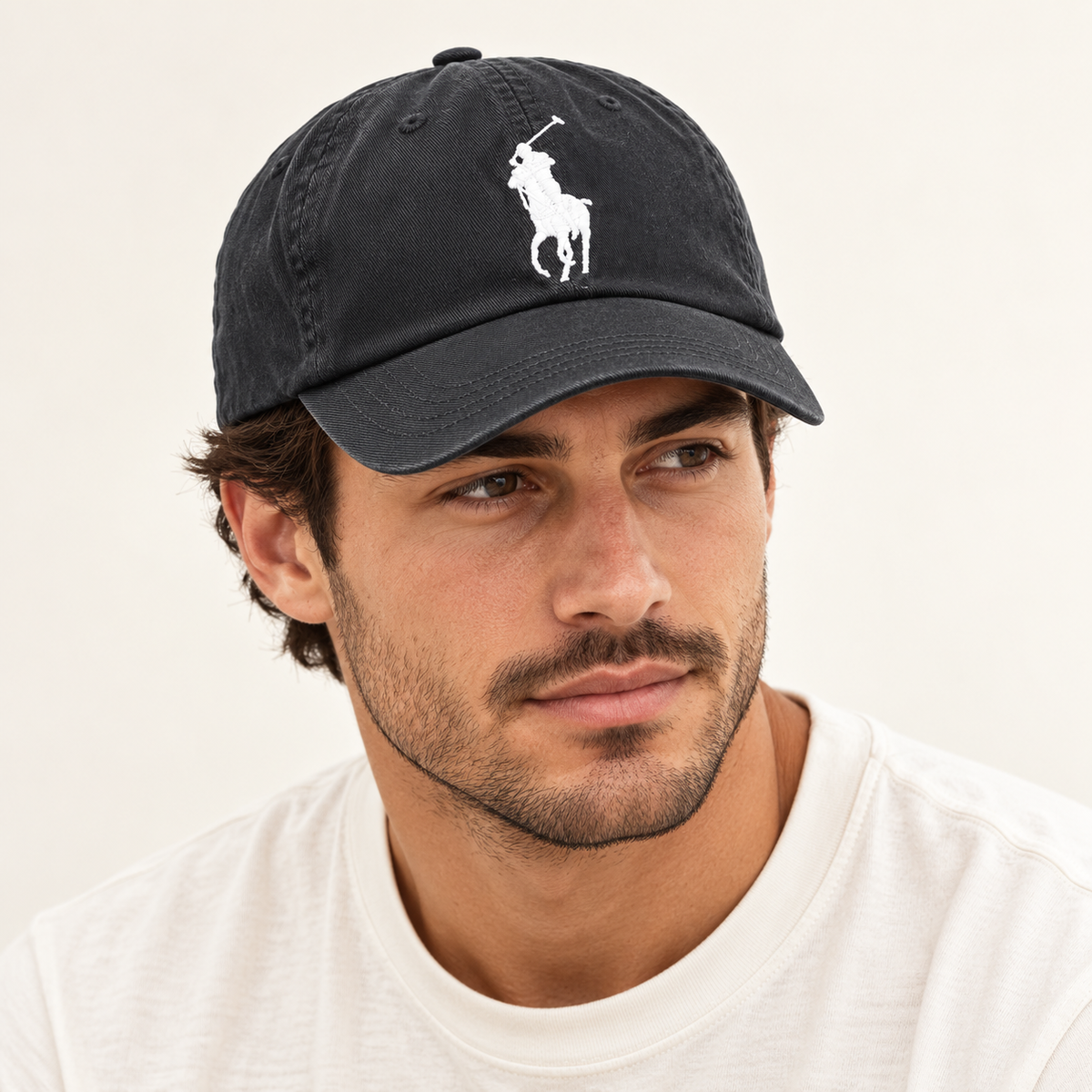 Polo Ralph Lauren Unisex Adjustable Cotton Baseball Cap with White Logo – Black