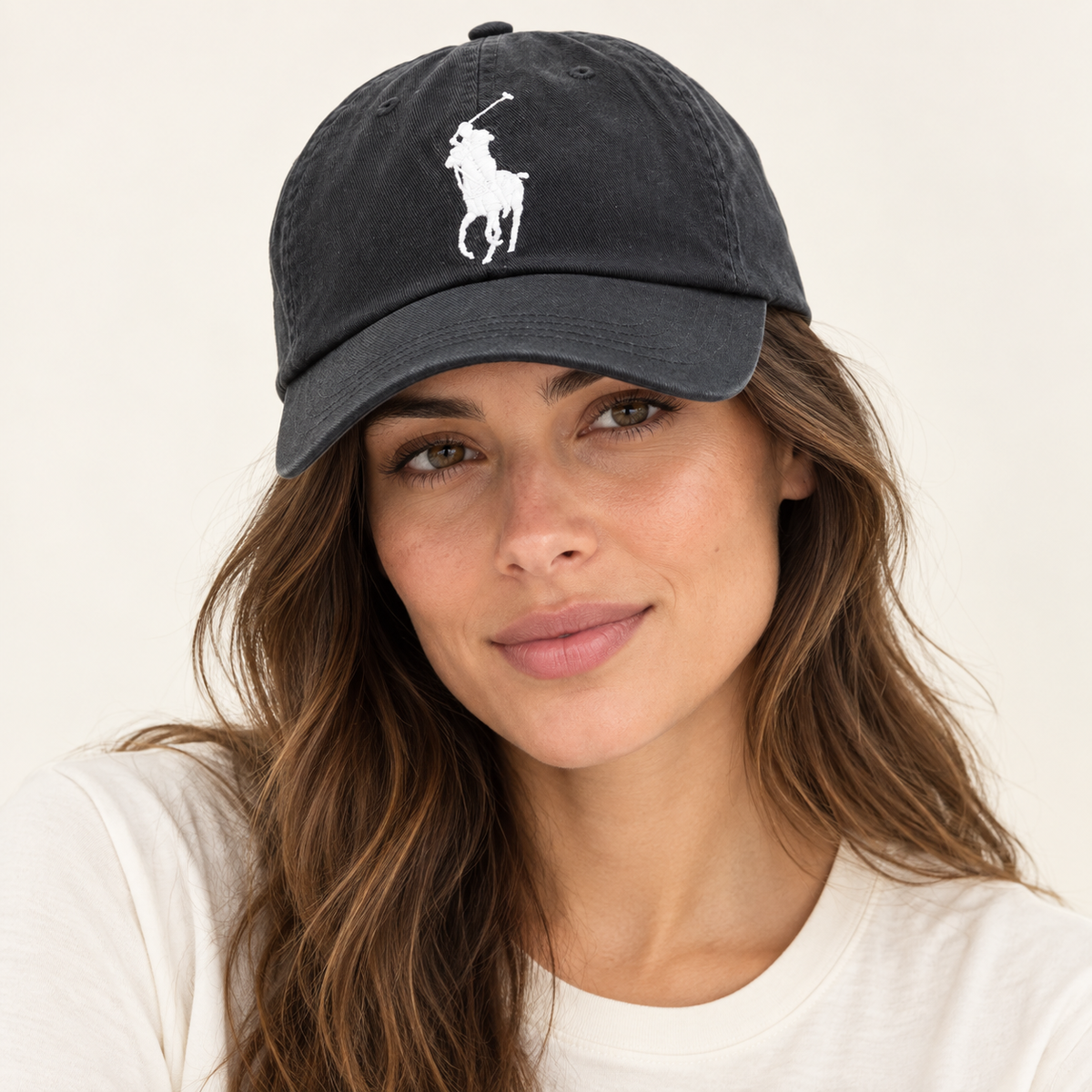 Polo Ralph Lauren Unisex Adjustable Cotton Baseball Cap with White Logo – Black