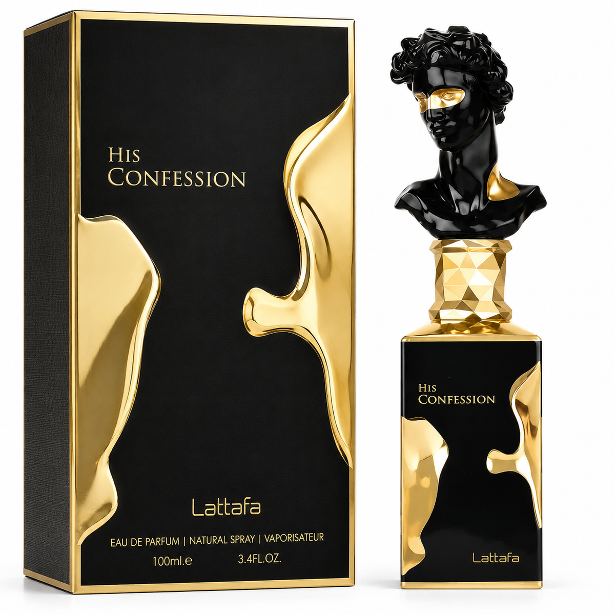Lattafa His Confession for Men Eau de Parfum Spray – 3.40 Ounce / 100 ml