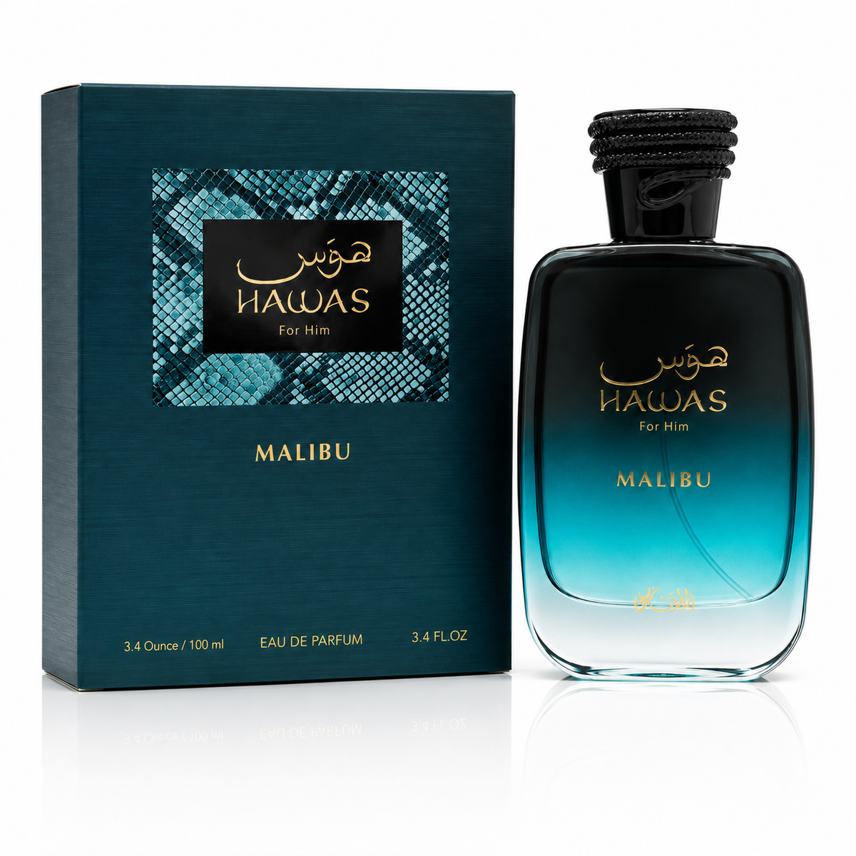 Rasasi Hawas Malibu for Him Eau de Parfum Spray – 3.4 Ounce / 100 ml