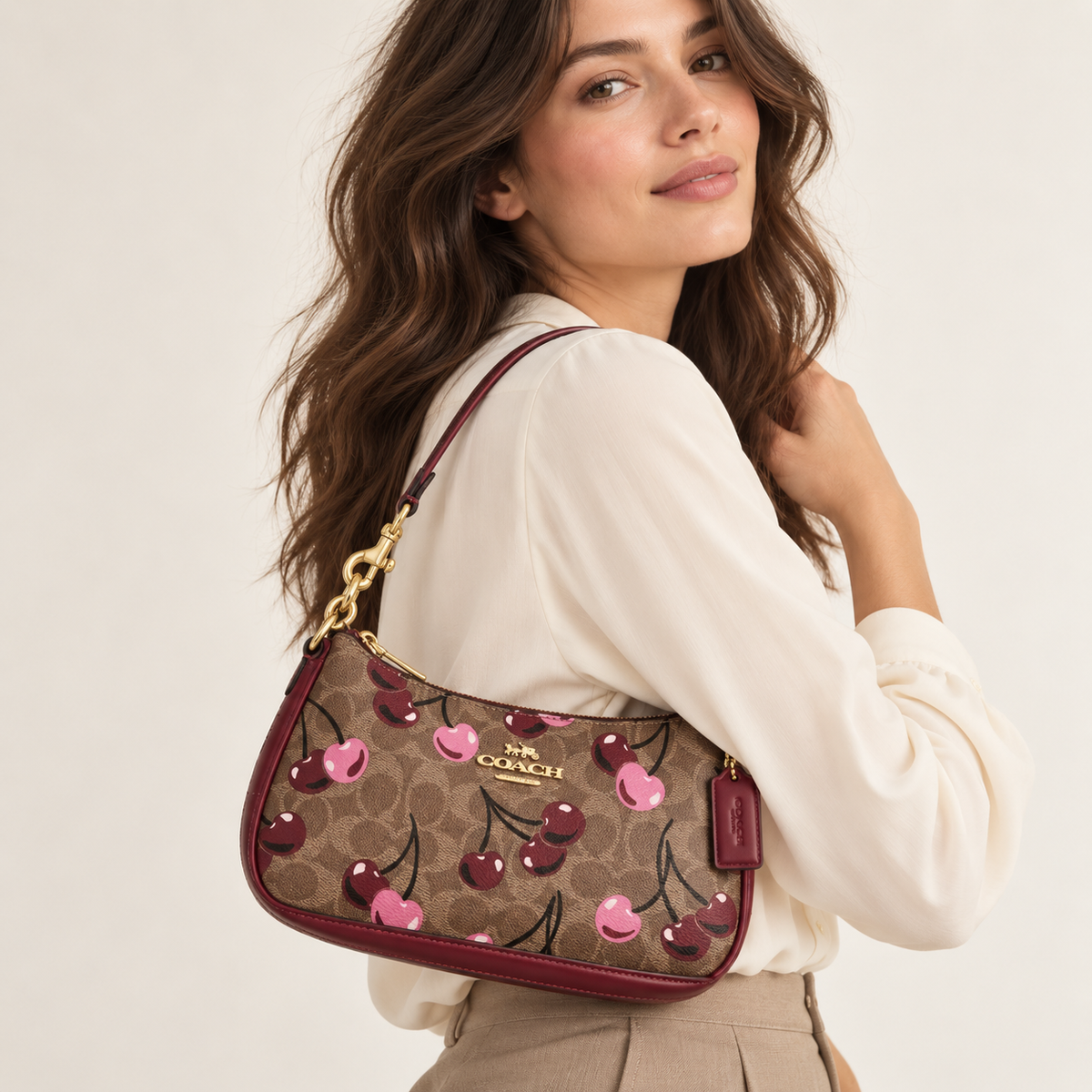 Coach Teri Shoulder Bag in Signature Canvas with Cherry Print – CY694