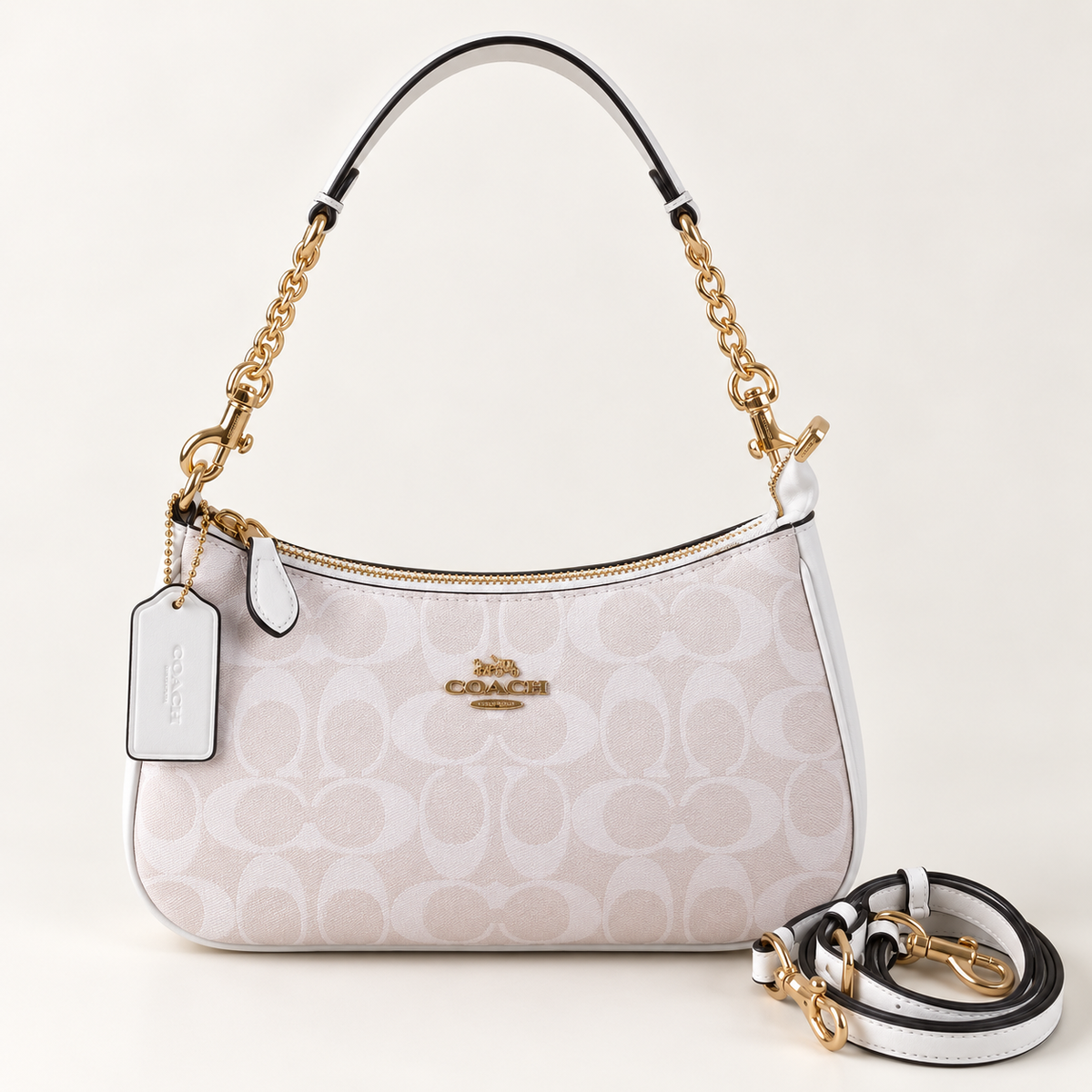 Coach Teri 2-Way Shoulder Bag in Signature Canvas & Smooth Leather – CA548