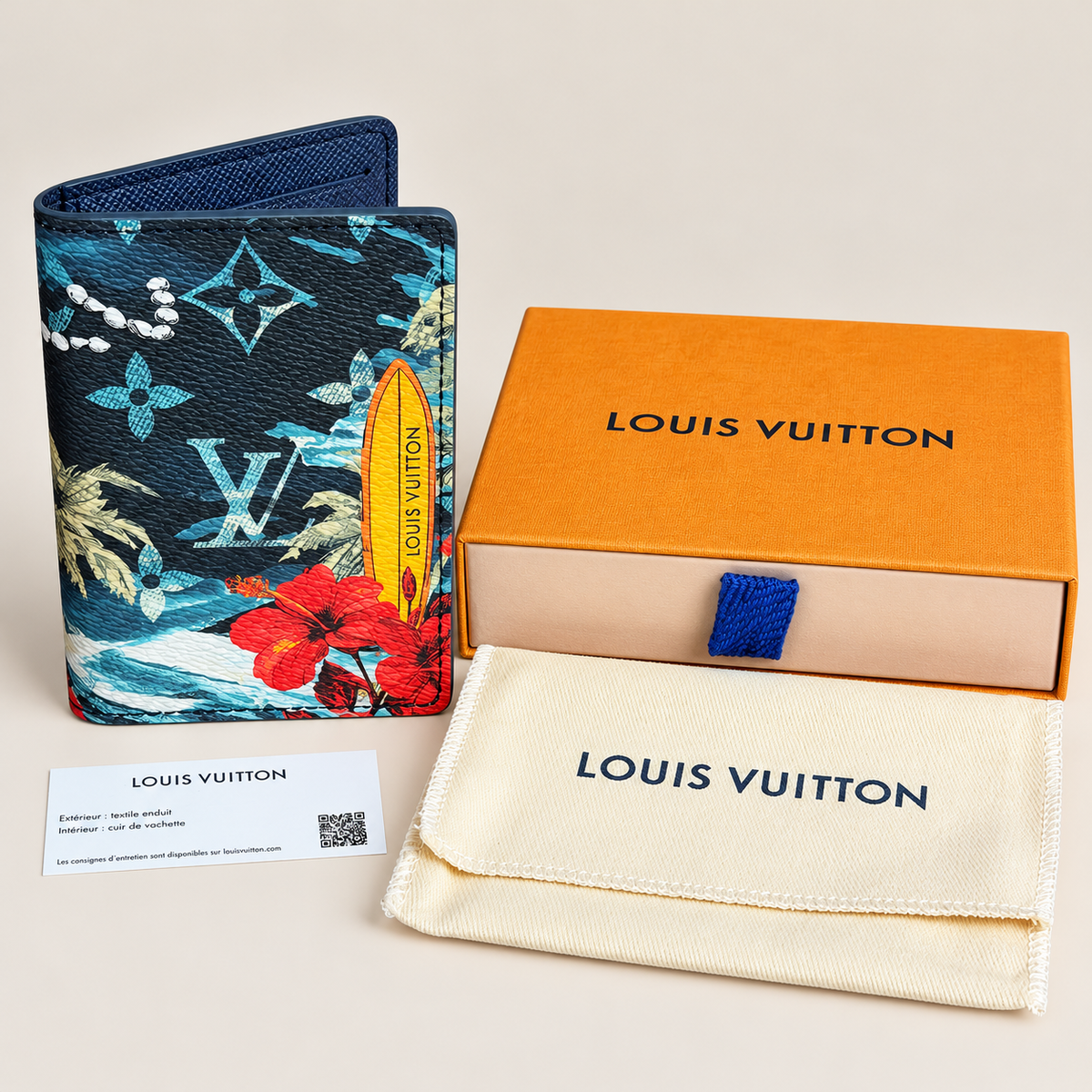 Louis Vuitton Monogram Surfin’ Pocket Organizer Card Wallet – Navy Blue