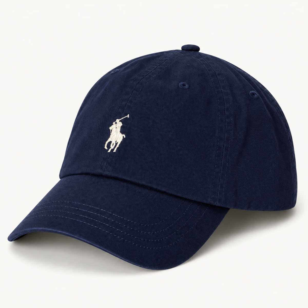 Polo Ralph Lauren Unisex Adjustable Cotton Baseball Cap – Navy Blue with Cream Logo