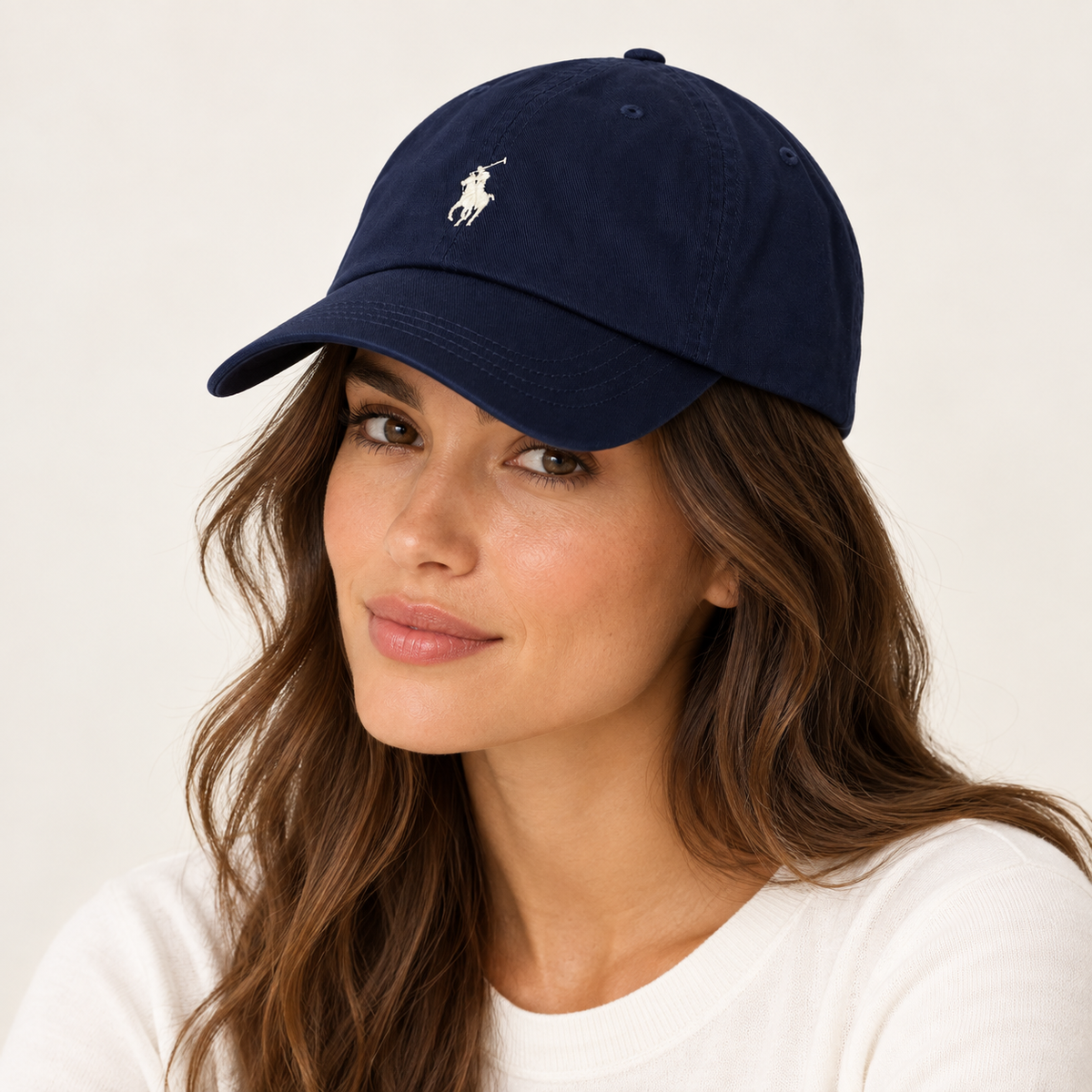 Polo Ralph Lauren Unisex Adjustable Cotton Baseball Cap – Navy Blue with Cream Logo