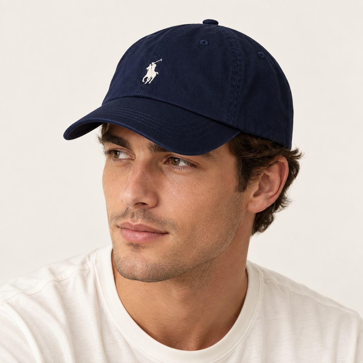 Polo Ralph Lauren Unisex Adjustable Cotton Baseball Cap – Navy Blue with Cream Logo