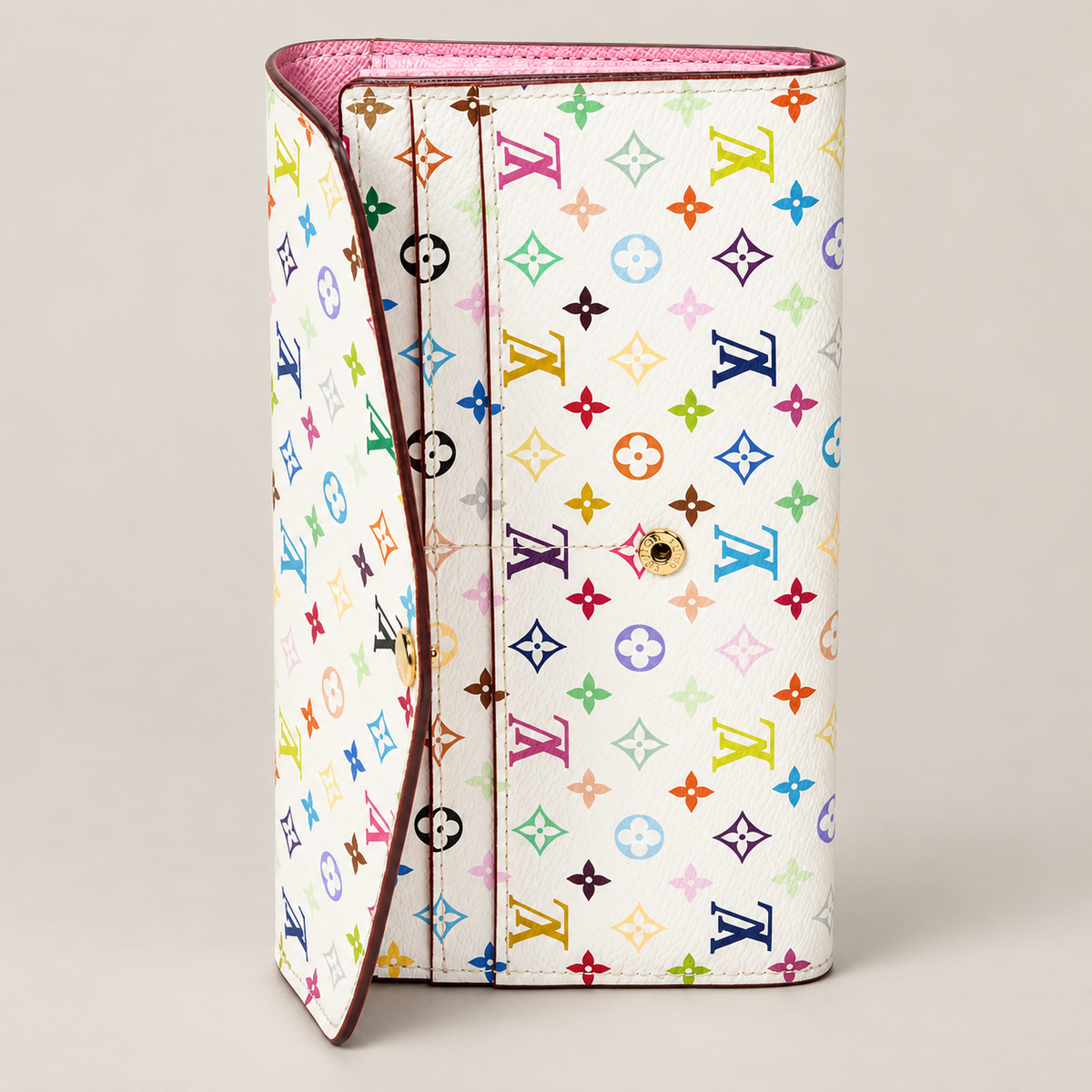 Louis Vuitton Sarah Multicolor Monogram Long Wallet – White with Pink Interior