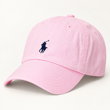 Polo Ralph Lauren Unisex Adjustable Cotton Baseball Cap with Navy Blue Logo – Light Pink