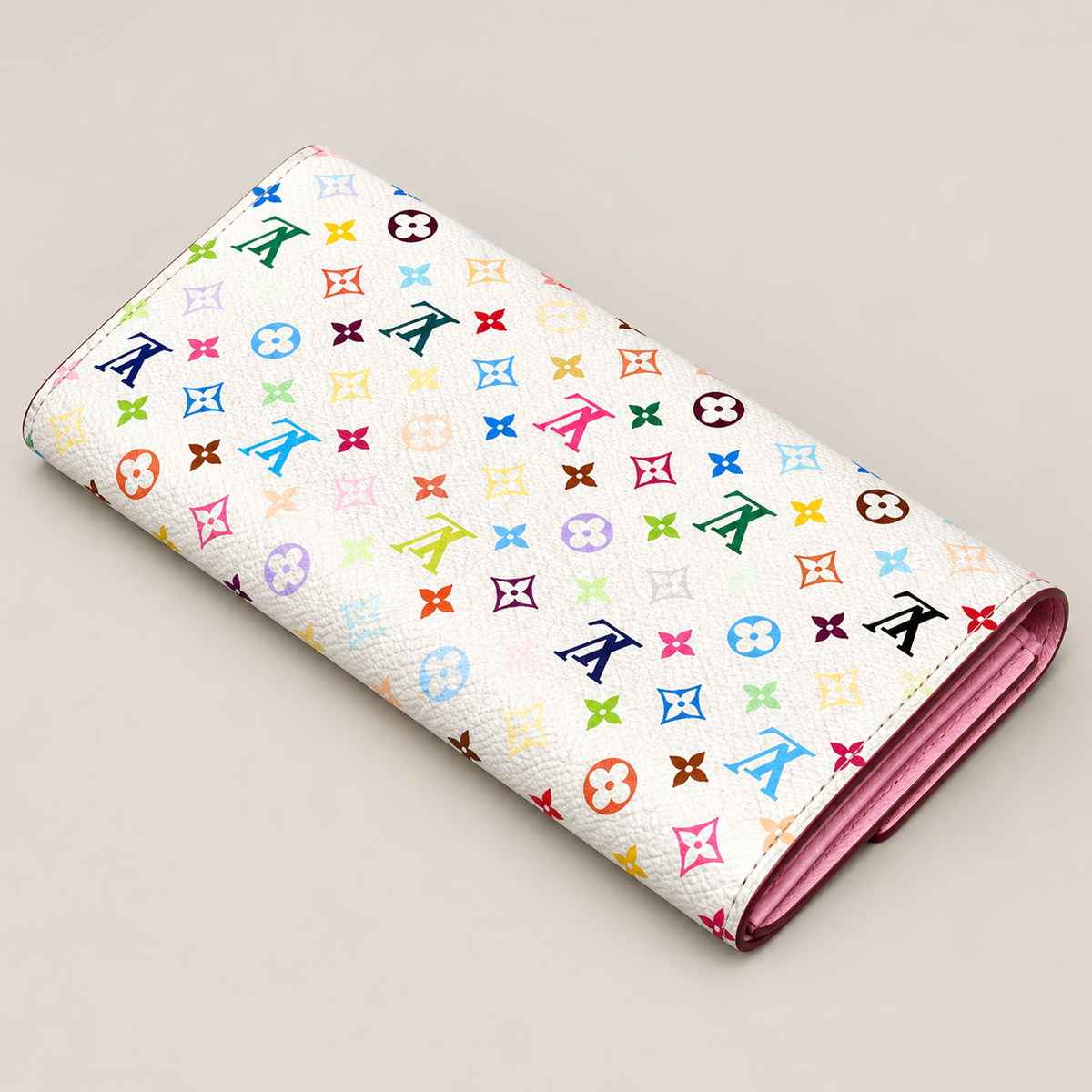 Louis Vuitton Sarah Multicolor Monogram Long Wallet – White with Pink Interior