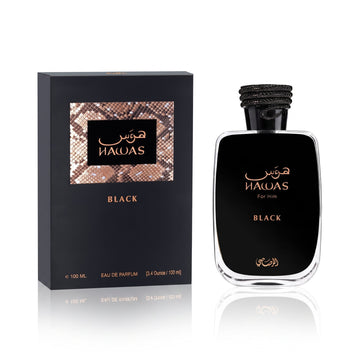 Rasasi Hawas Black Eau de Parfum Spray for Men – 3.4 Ounce / 100 ml